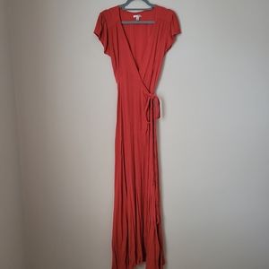 Rust Maxi Wrap Dress